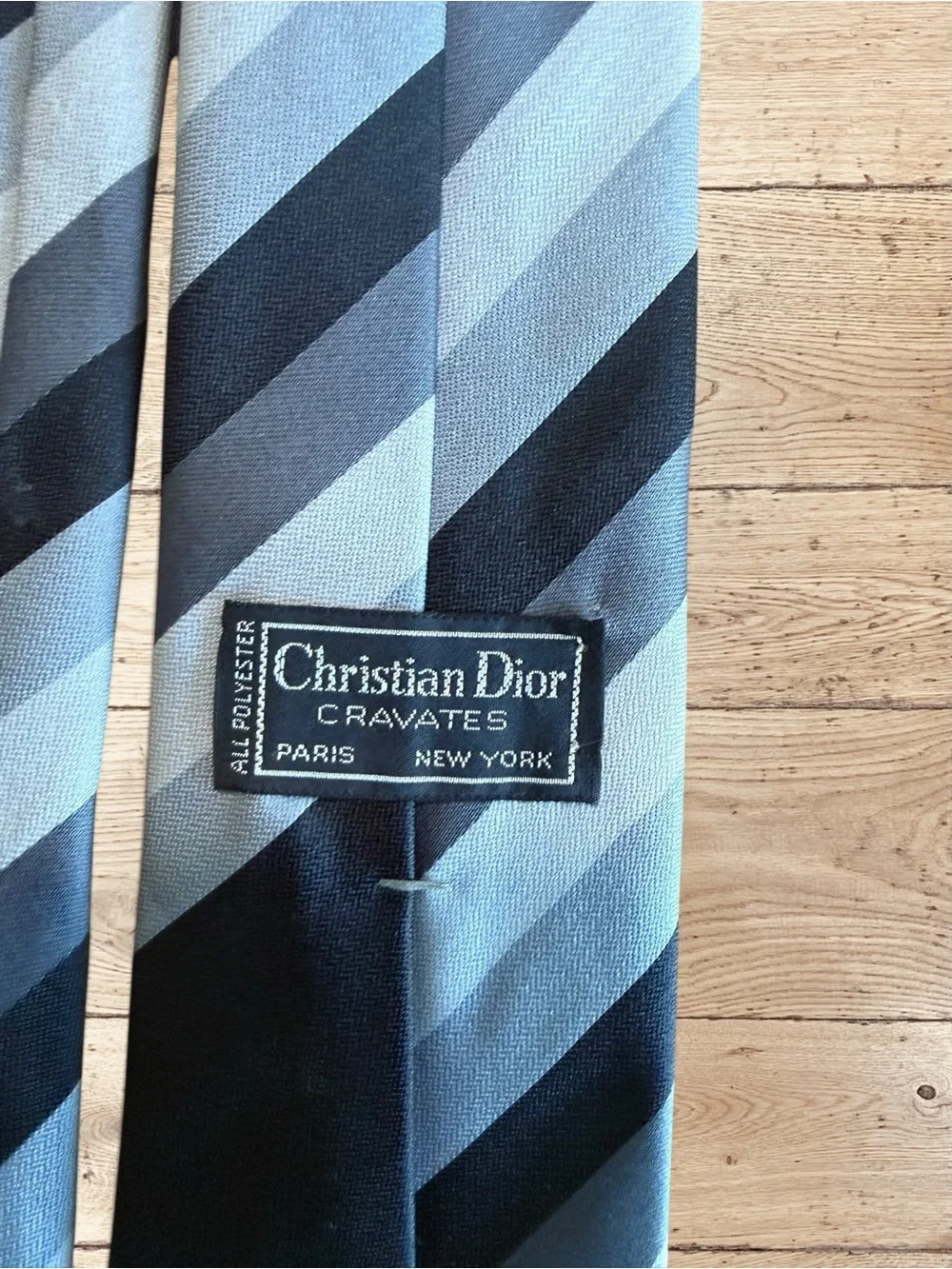 Dior Men's Diagonal Stripe Tie in Gray, Black and Silver